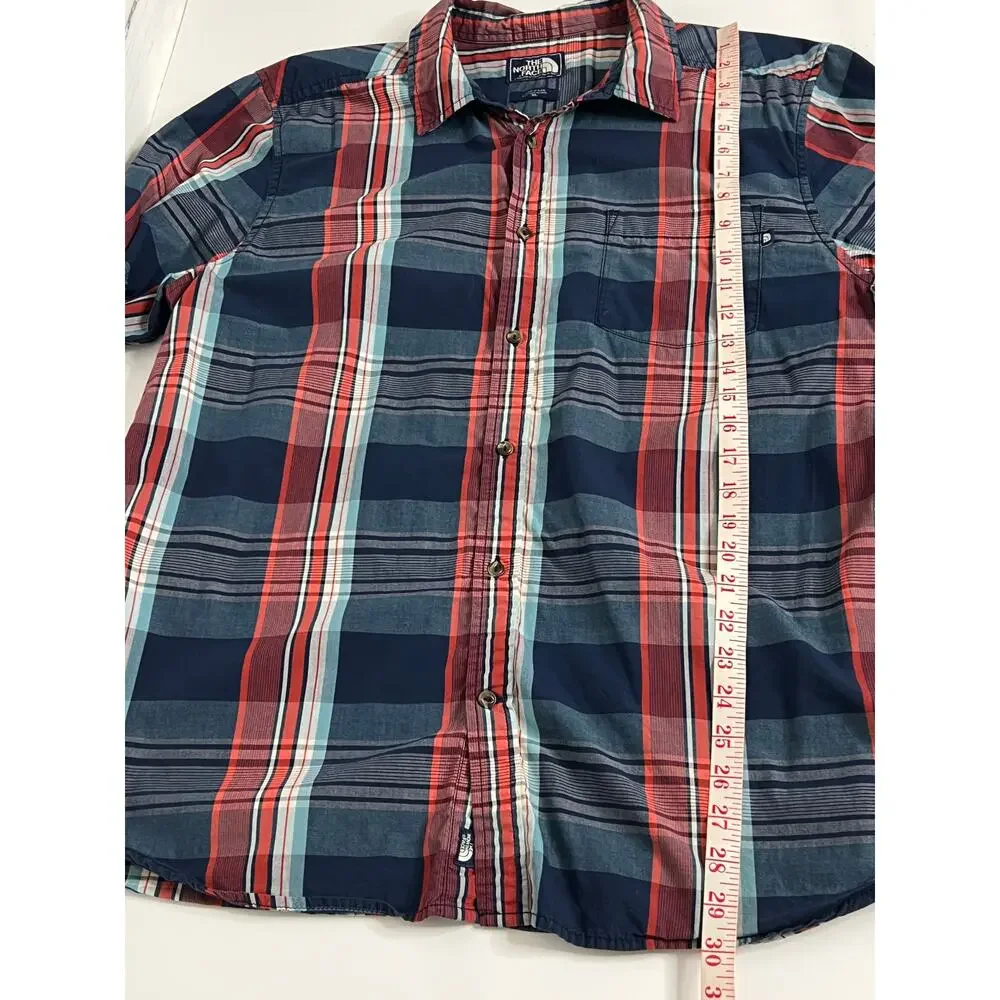 The North Face Plaid Button Down Shirt XL Short Sleeve Cotton Outdoor Casual